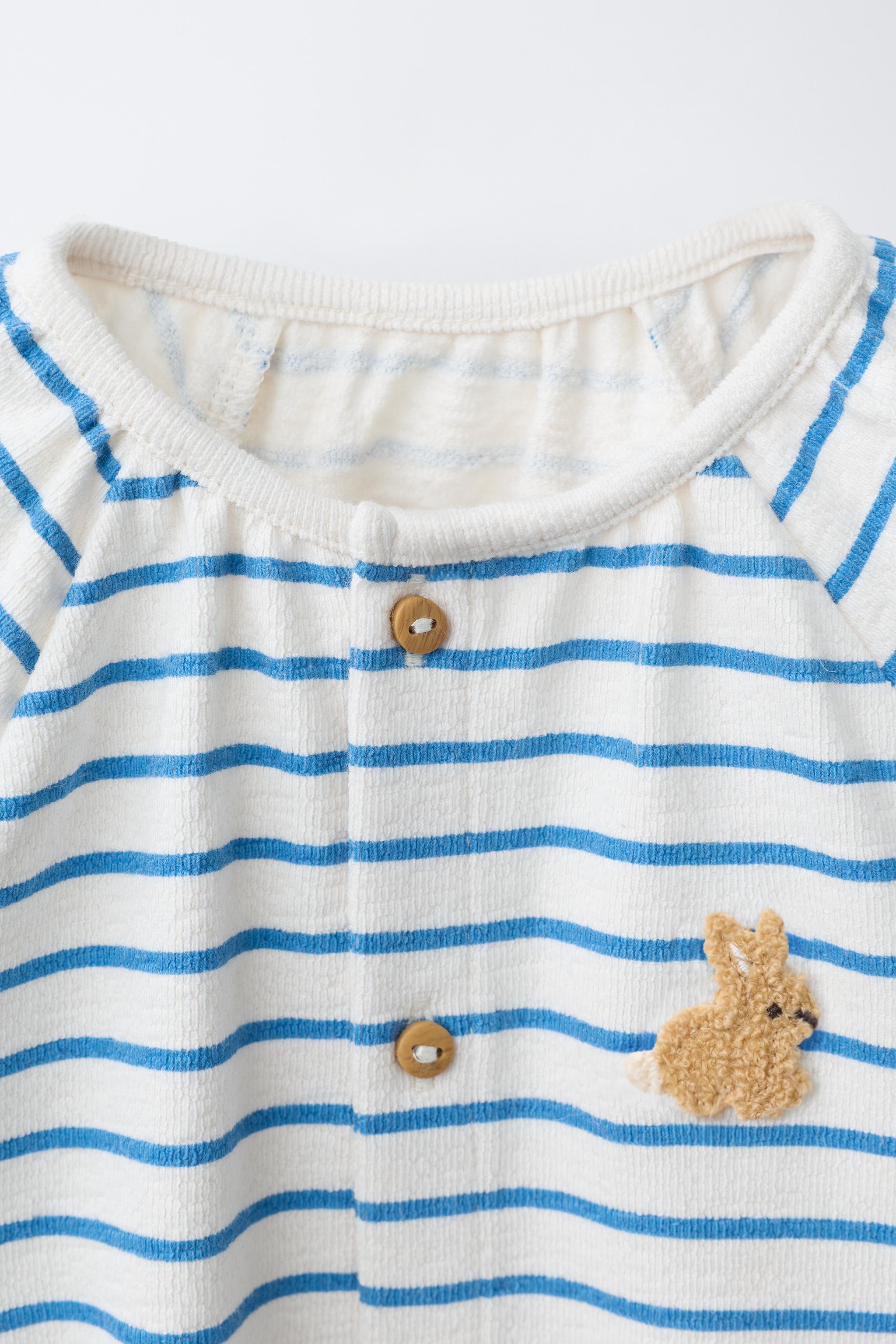COMBINAISON RAYURES LAPIN BRODÉ